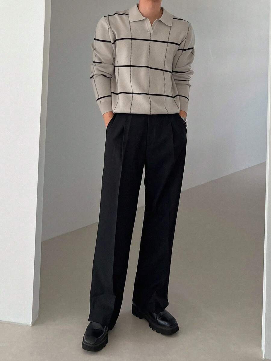 Polo en tricot à carreaux – Polo léger à manches courtes pour homme