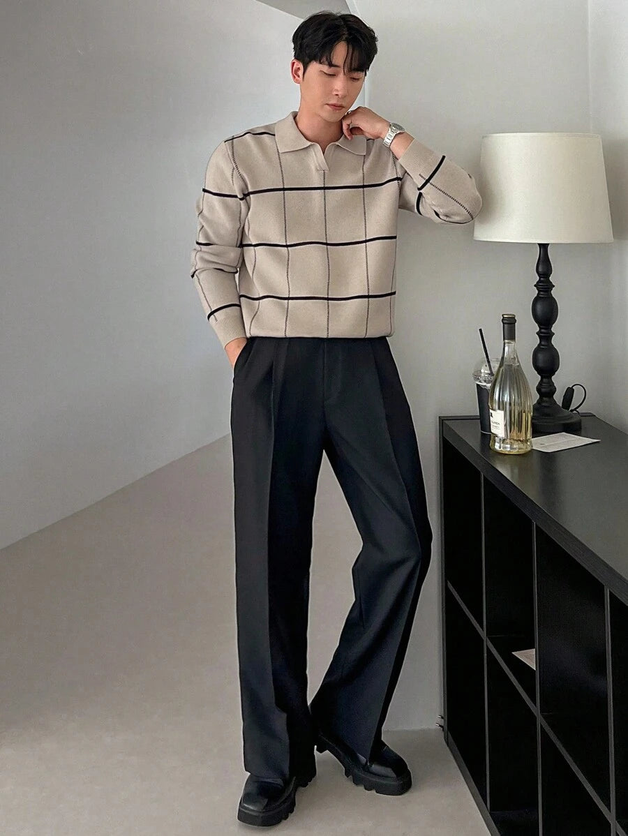 Polo en tricot à carreaux – Polo léger à manches courtes pour homme