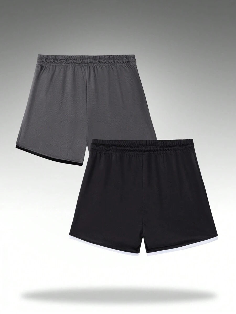 Shorts de sport 2-en-1 avec cordon et détails contrastés tendance pour hommes