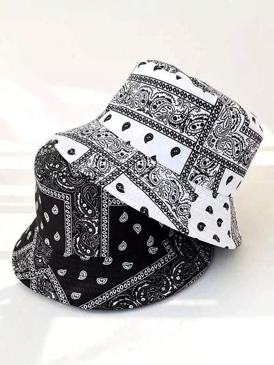 Chapeaux bob bohème rétro à motif cachemire avec protection solaire