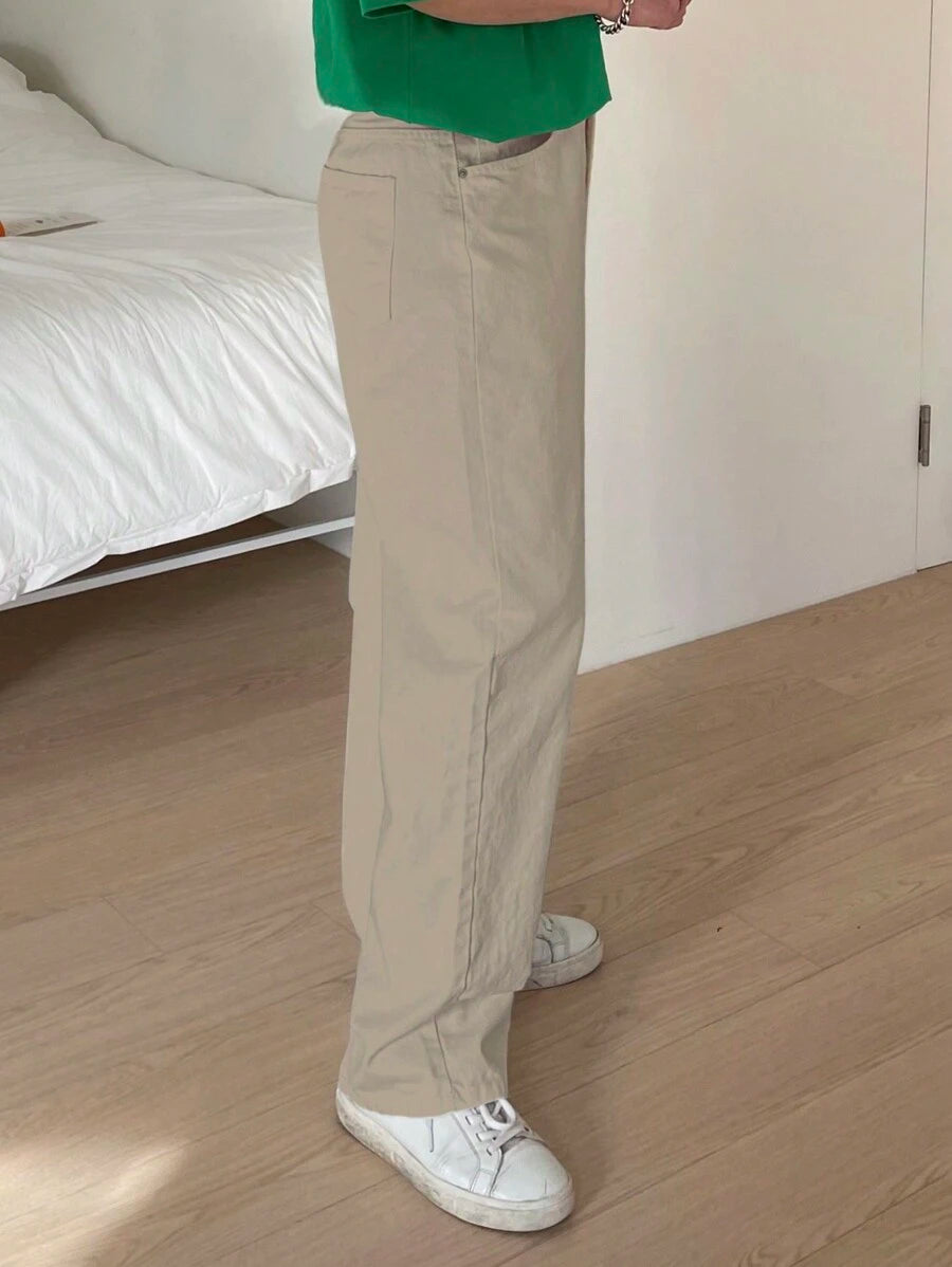 Pantalon droit décontracté simple de couleur unie pour hommes