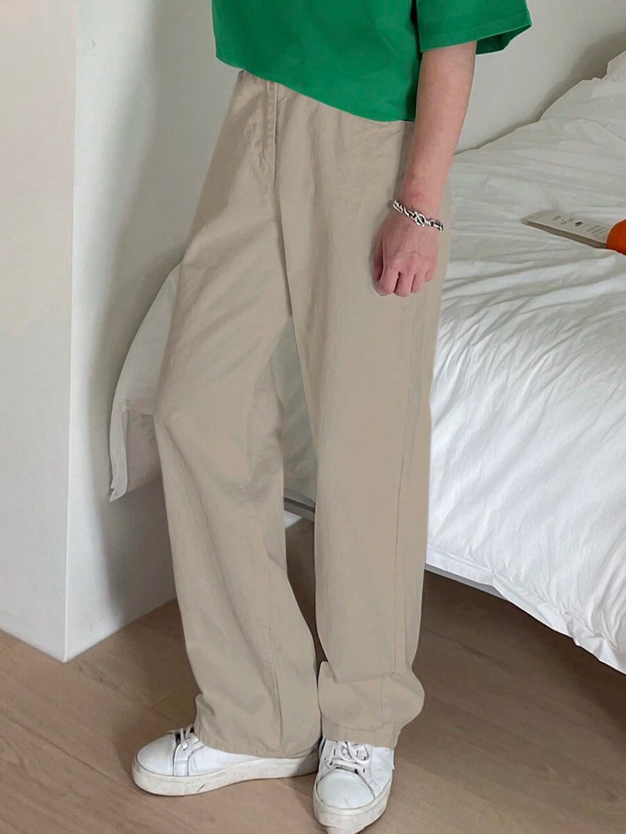 Pantalon droit décontracté simple de couleur unie pour hommes