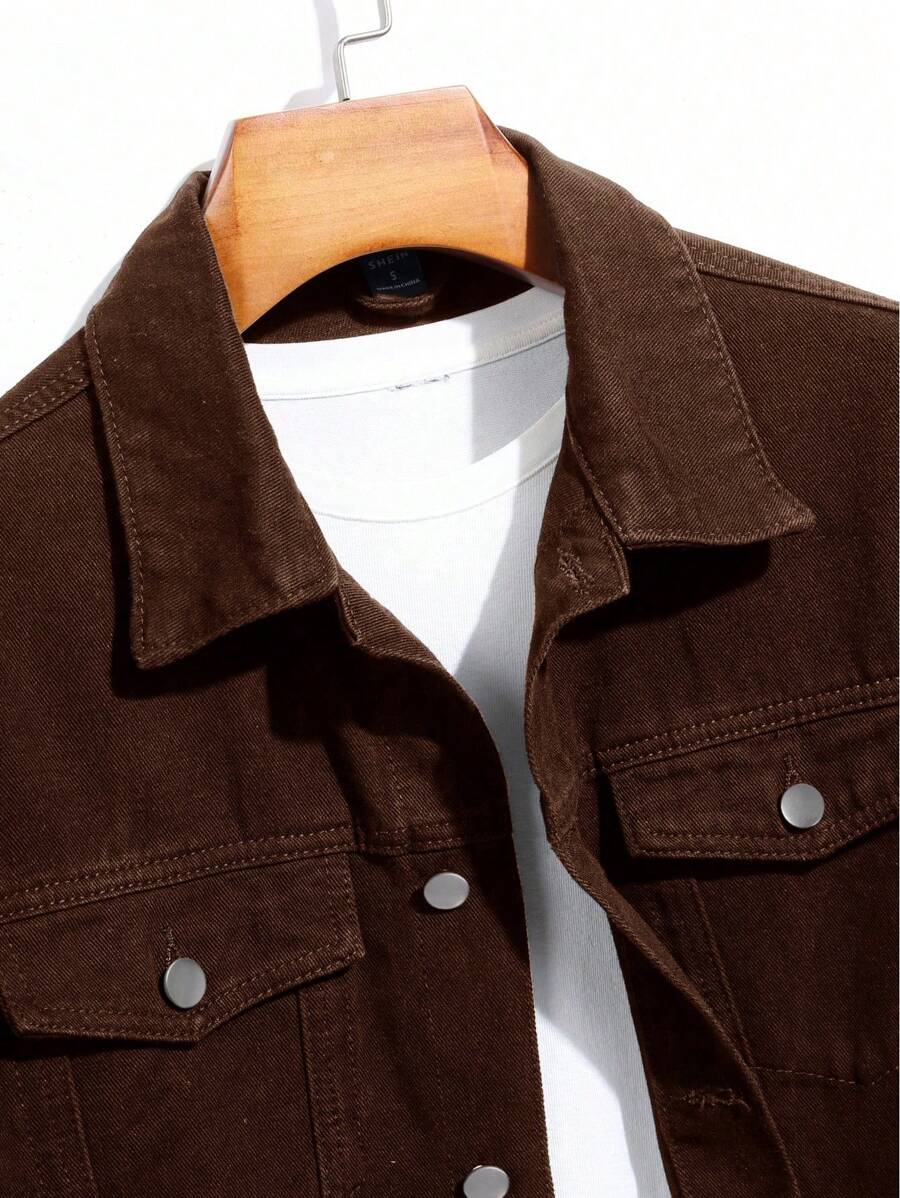 Chemise en jean décontractée à coupe ample et couleur unie pour homme