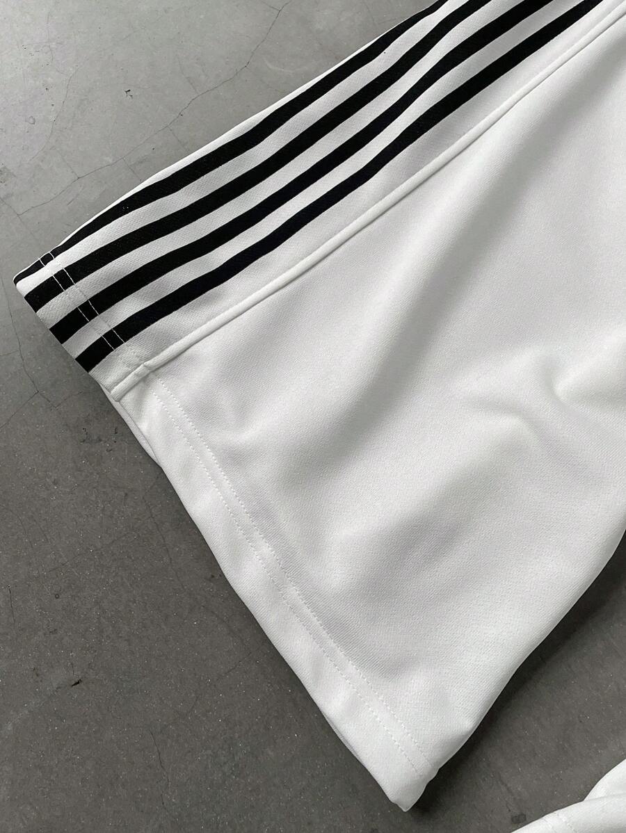 Pantalon de survêtement à rayures et jambes larges avec ceinture double épaisseur