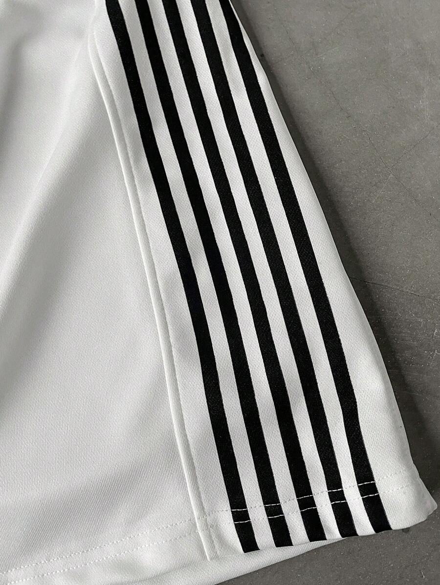 Pantalon de survêtement à rayures et jambes larges avec ceinture double épaisseur