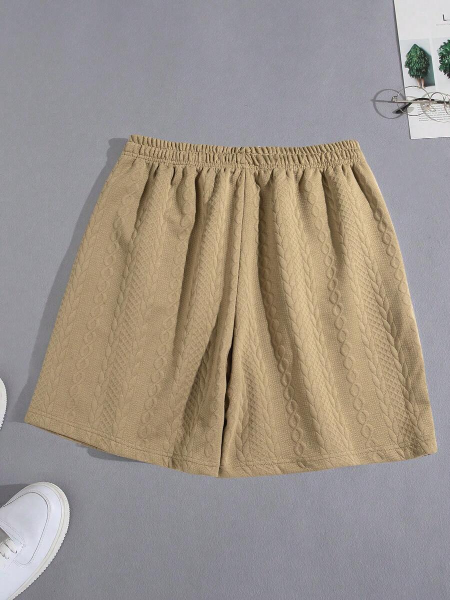 Short décontracté texturé en jacquard tendance pour la plage et le sport