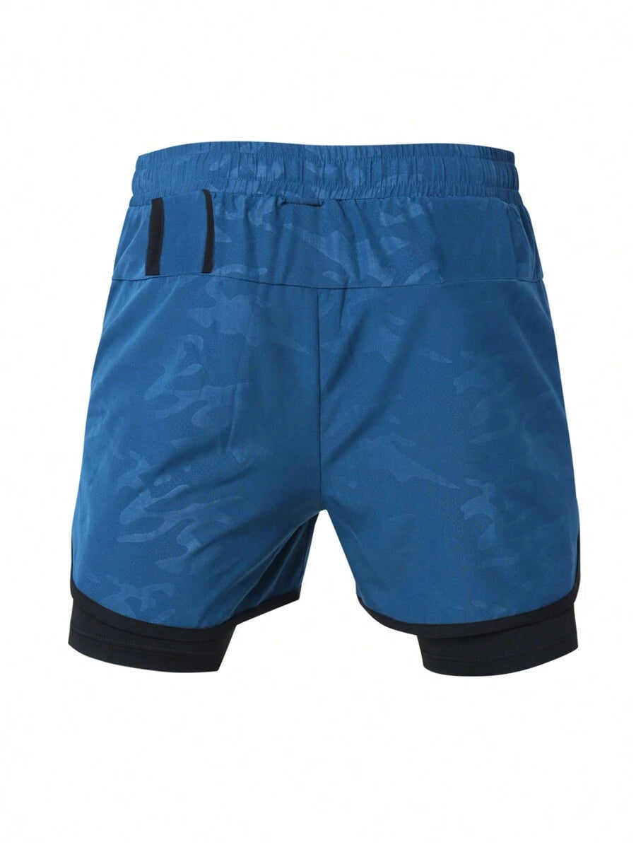 Shorts de sport à taille élastique imprimé lettre et cordon stylé
