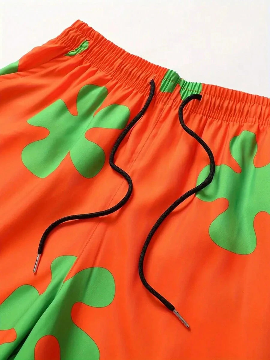 Short décontracté à imprimé floral – Short confortable à cordon de serrage pour homme