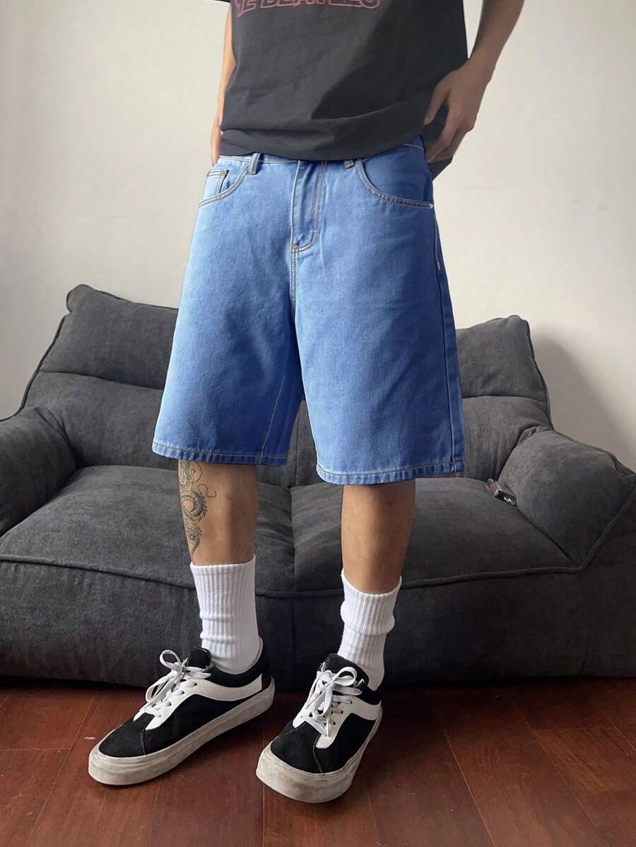 Bermuda large avec détails de boutons et de poches pour homme