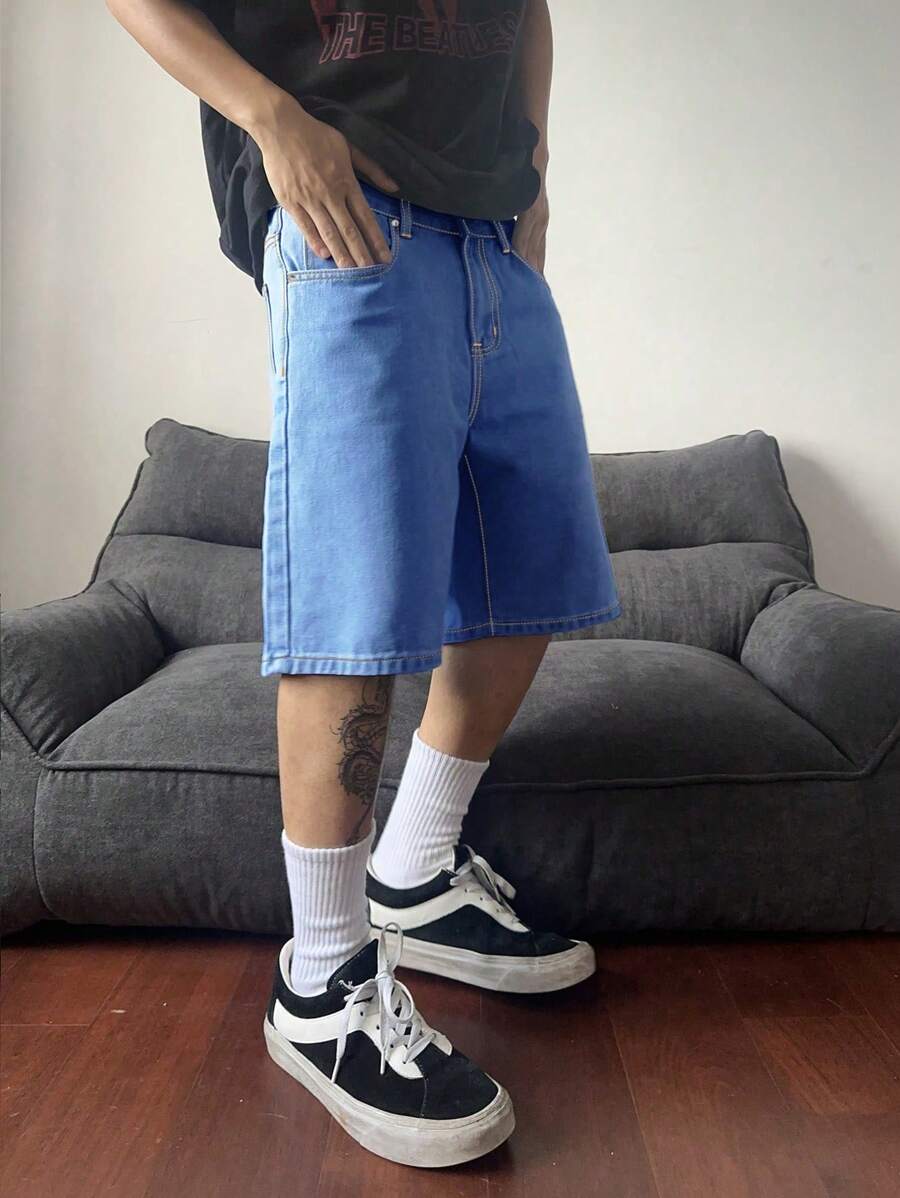 Bermuda large avec détails de boutons et de poches pour homme