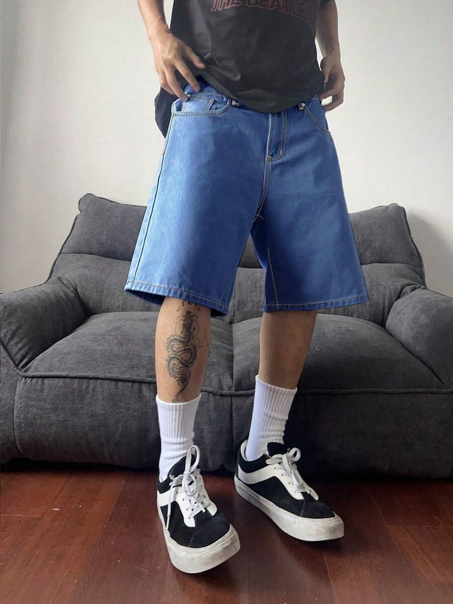 Bermuda large avec détails de boutons et de poches pour homme