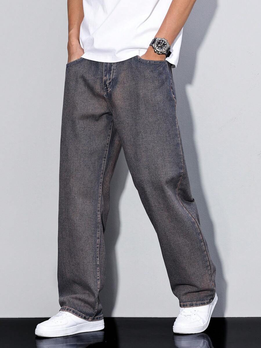 Pantalon ample droit pour homme – Denim décontracté à jambe large