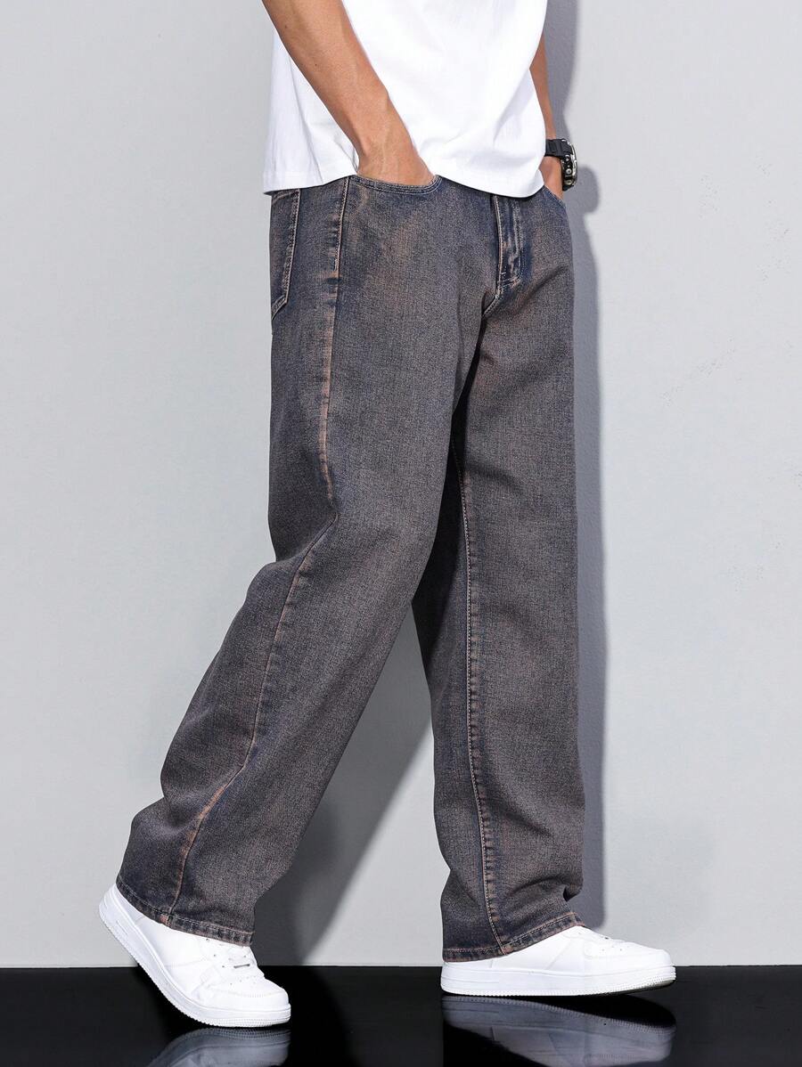 Pantalon ample droit pour homme – Denim décontracté à jambe large