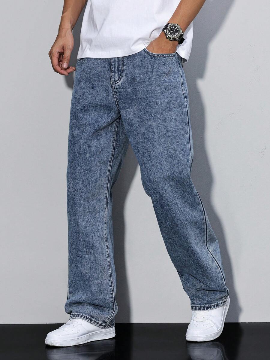 Pantalon ample droit pour homme – Denim décontracté à jambe large