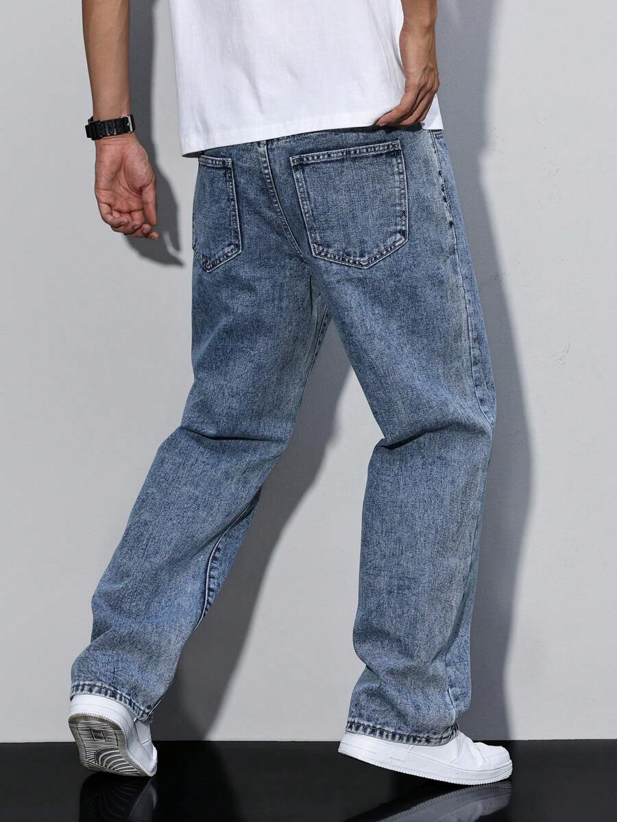 Pantalon ample droit pour homme – Denim décontracté à jambe large