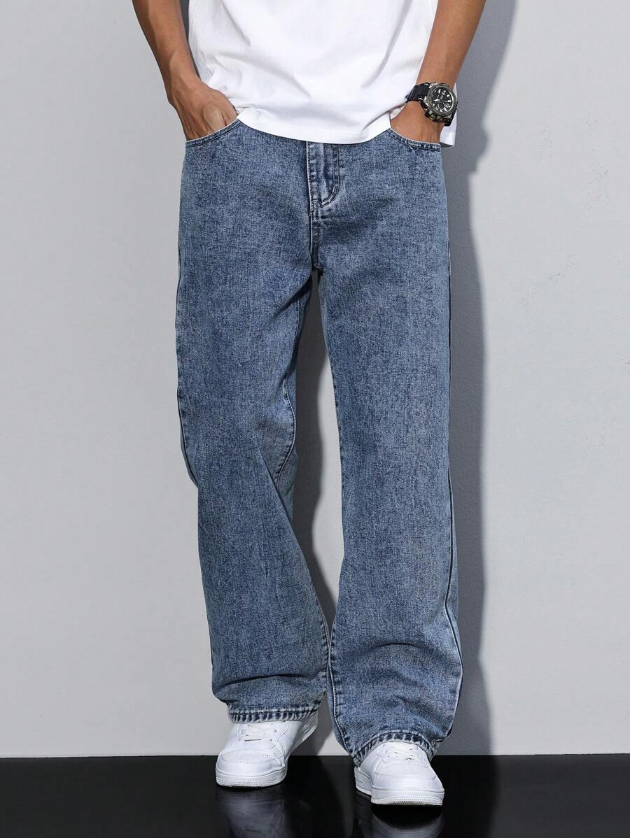 Pantalon ample droit pour homme – Denim décontracté à jambe large