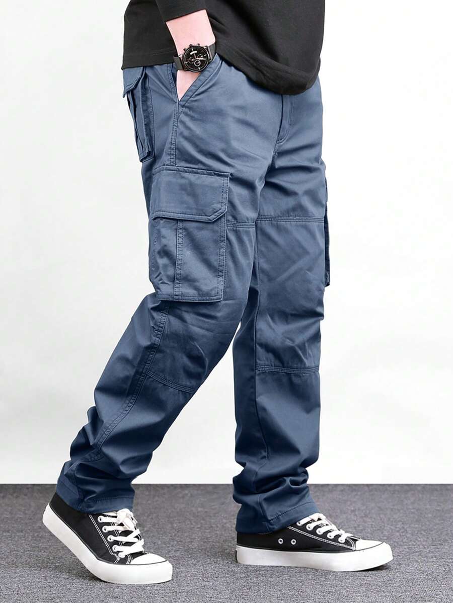 Pantalon cargo ample et décontracté avec cordon de serrage à la taille et poches à rabat