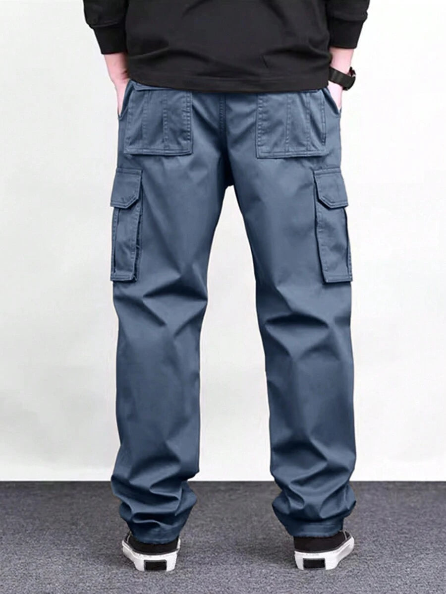Pantalon cargo ample et décontracté avec cordon de serrage à la taille et poches à rabat