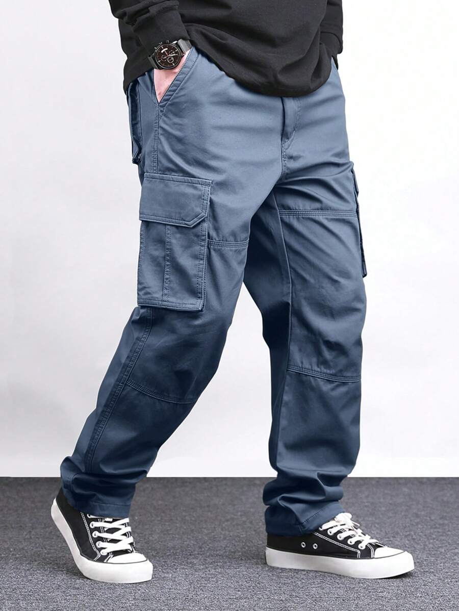 Pantalon cargo ample et décontracté avec cordon de serrage à la taille et poches à rabat