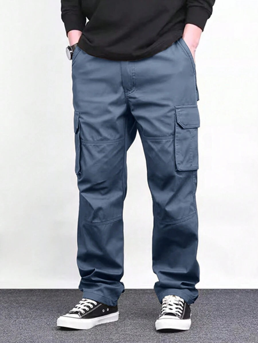 Pantalon cargo ample et décontracté avec cordon de serrage à la taille et poches à rabat
