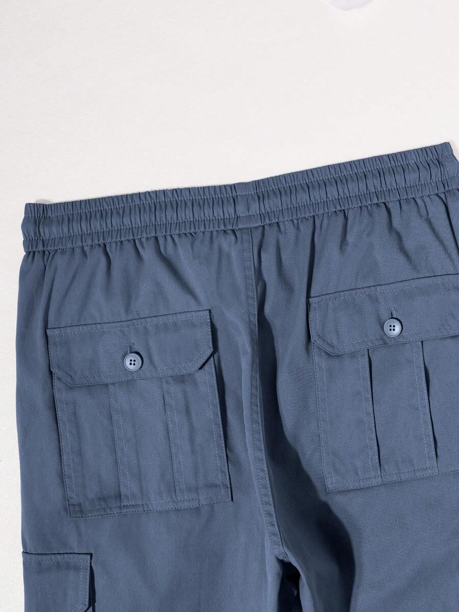Pantalon cargo ample et décontracté avec cordon de serrage à la taille et poches à rabat