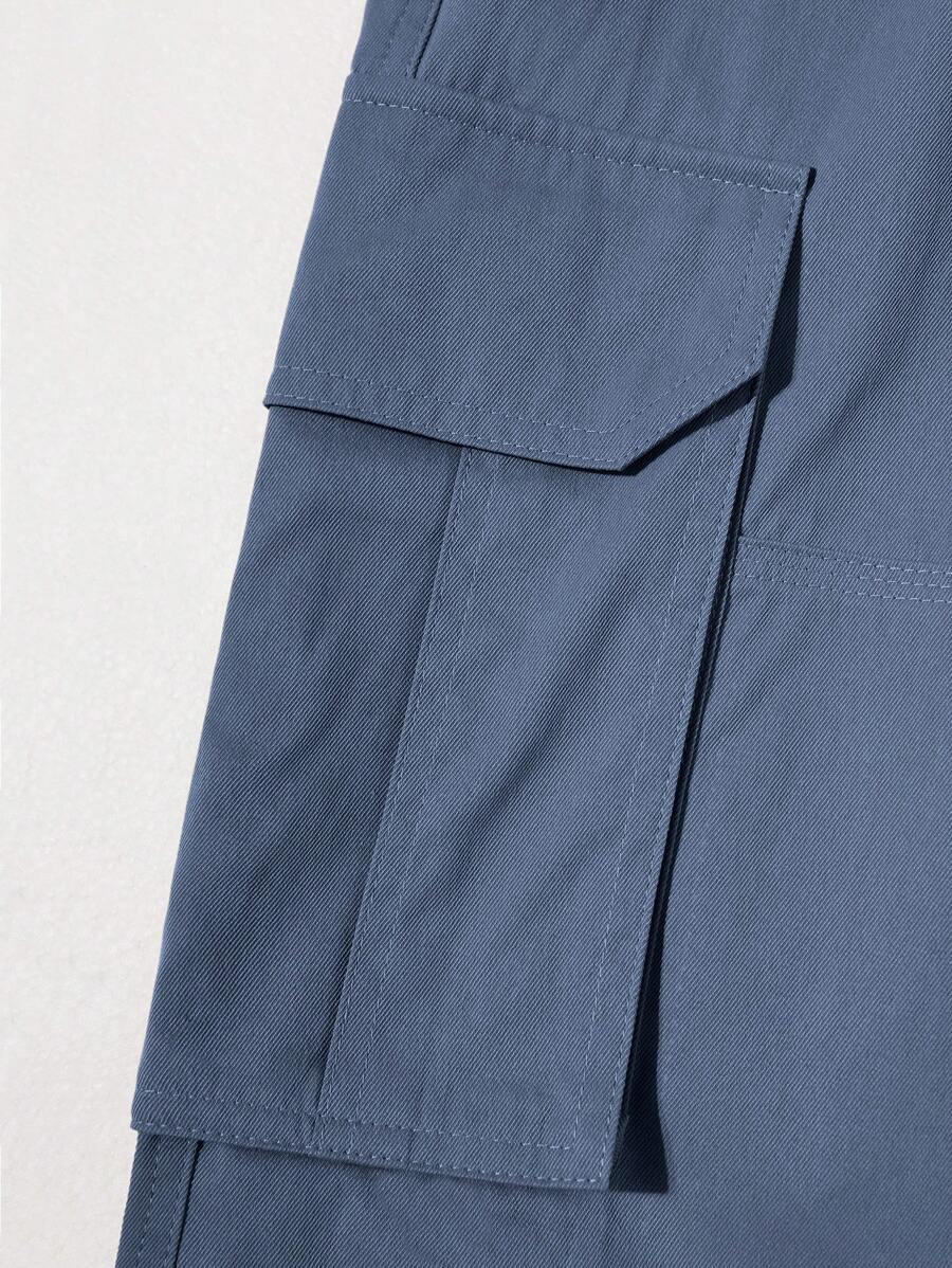 Pantalon cargo ample et décontracté avec cordon de serrage à la taille et poches à rabat