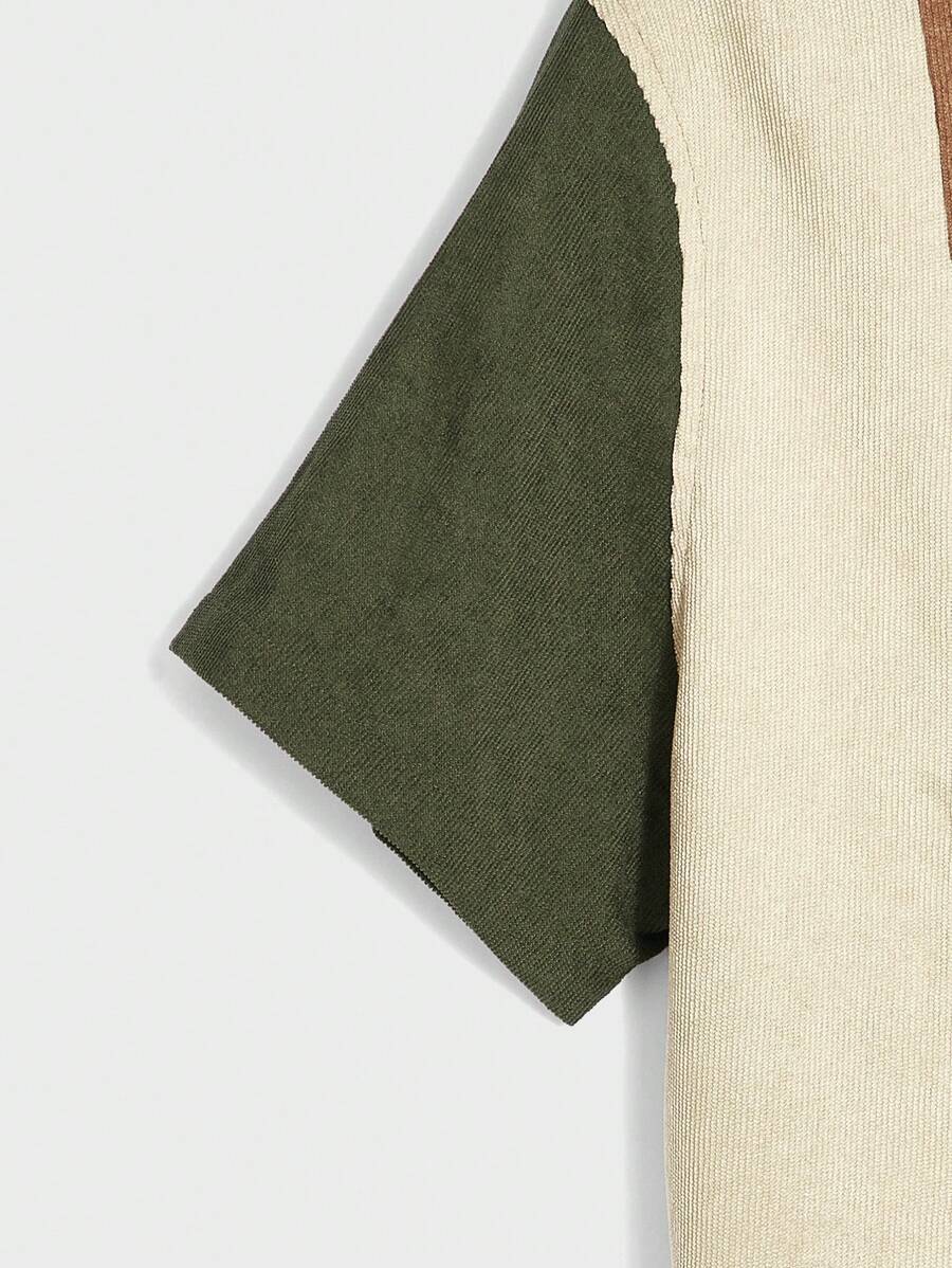 Polo décontracté à boutons et blocs de couleurs pour homme