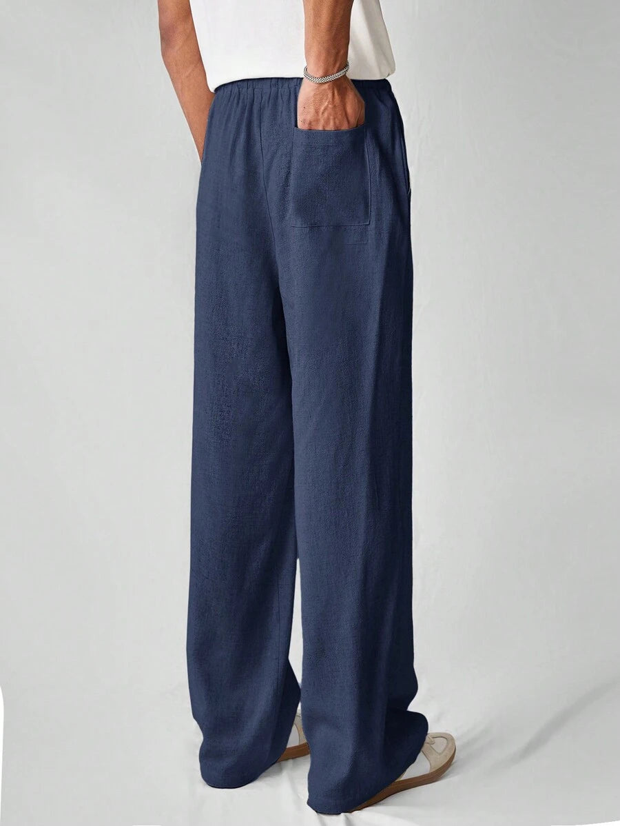 Pantalon de lin avec cordon de serrage pour homme – Tenue décontractée au quotidien