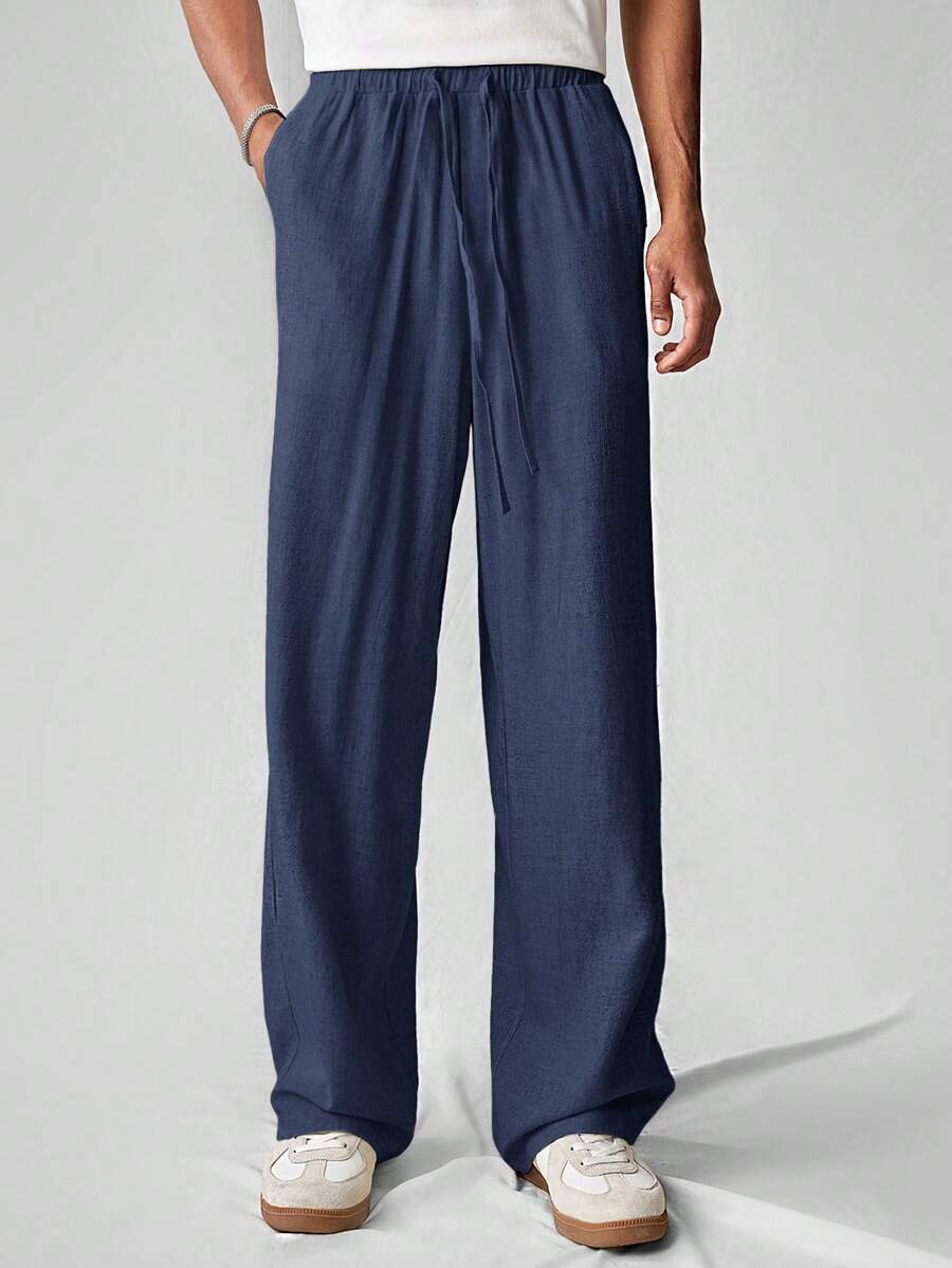 Pantalon de lin avec cordon de serrage pour homme – Tenue décontractée au quotidien