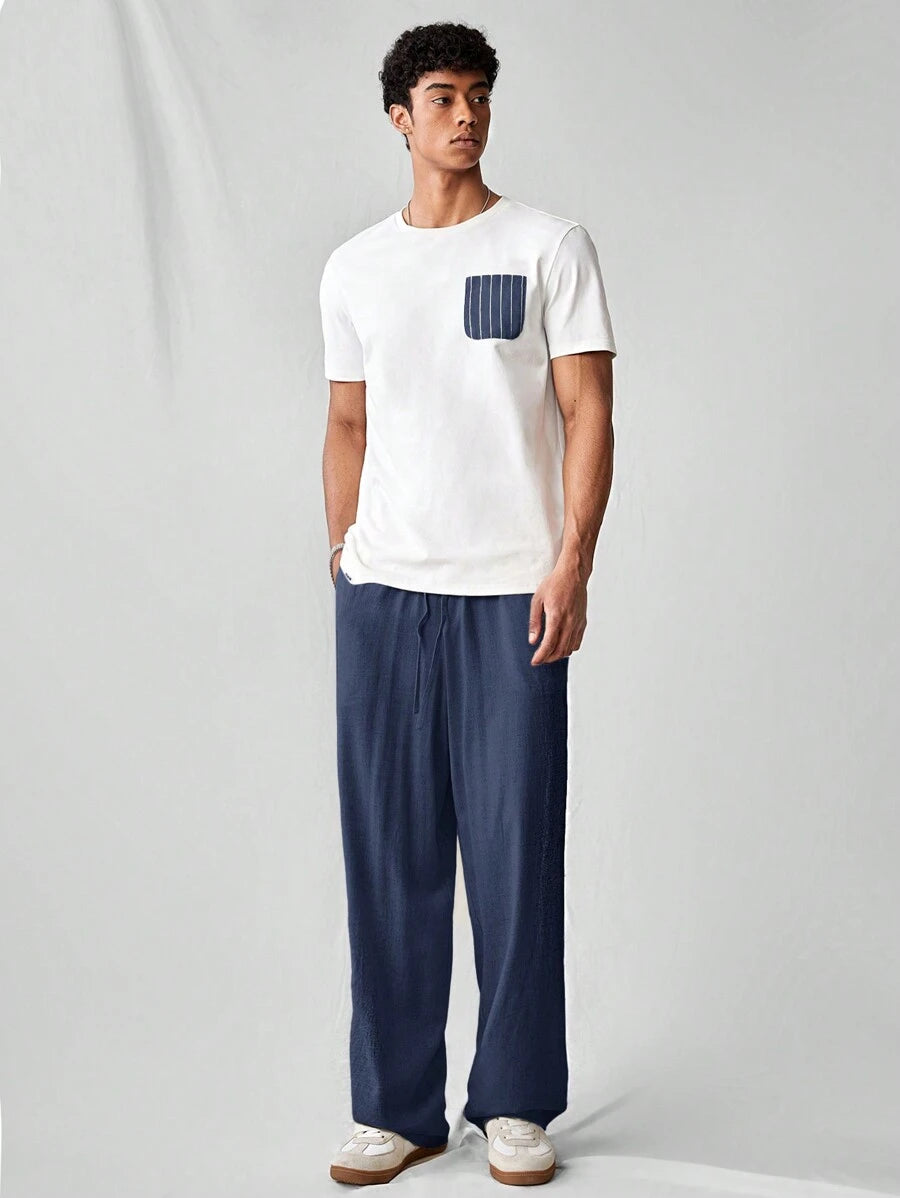 Pantalon de lin avec cordon de serrage pour homme – Tenue décontractée au quotidien
