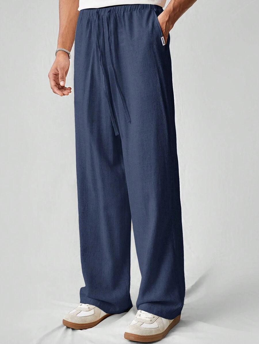 Pantalon de lin avec cordon de serrage pour homme – Tenue décontractée au quotidien
