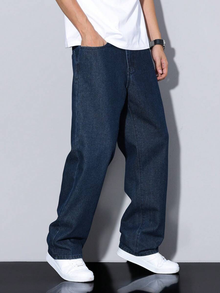Pantalon ample droit pour homme – Denim décontracté à jambe large