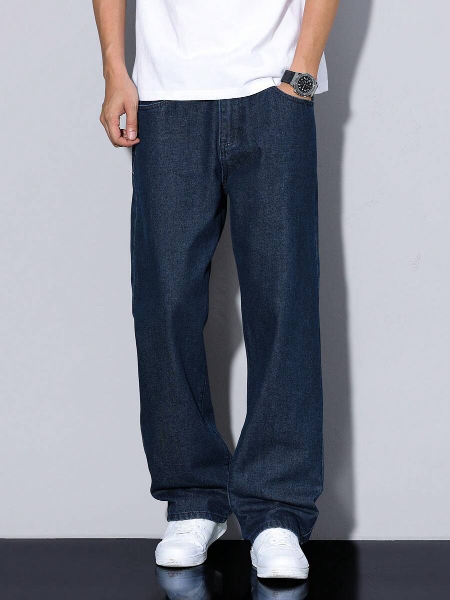 Pantalon ample droit pour homme – Denim décontracté à jambe large
