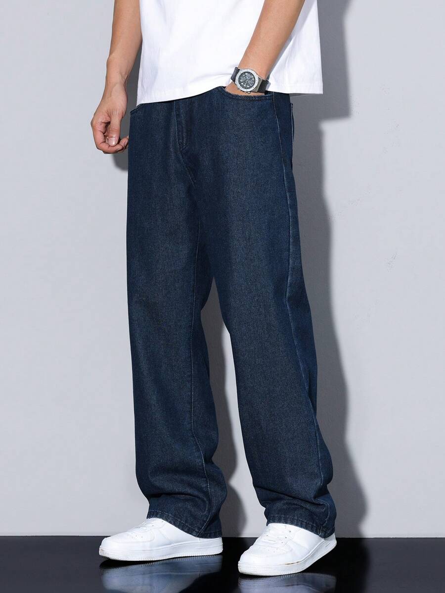Pantalon ample droit pour homme – Denim décontracté à jambe large