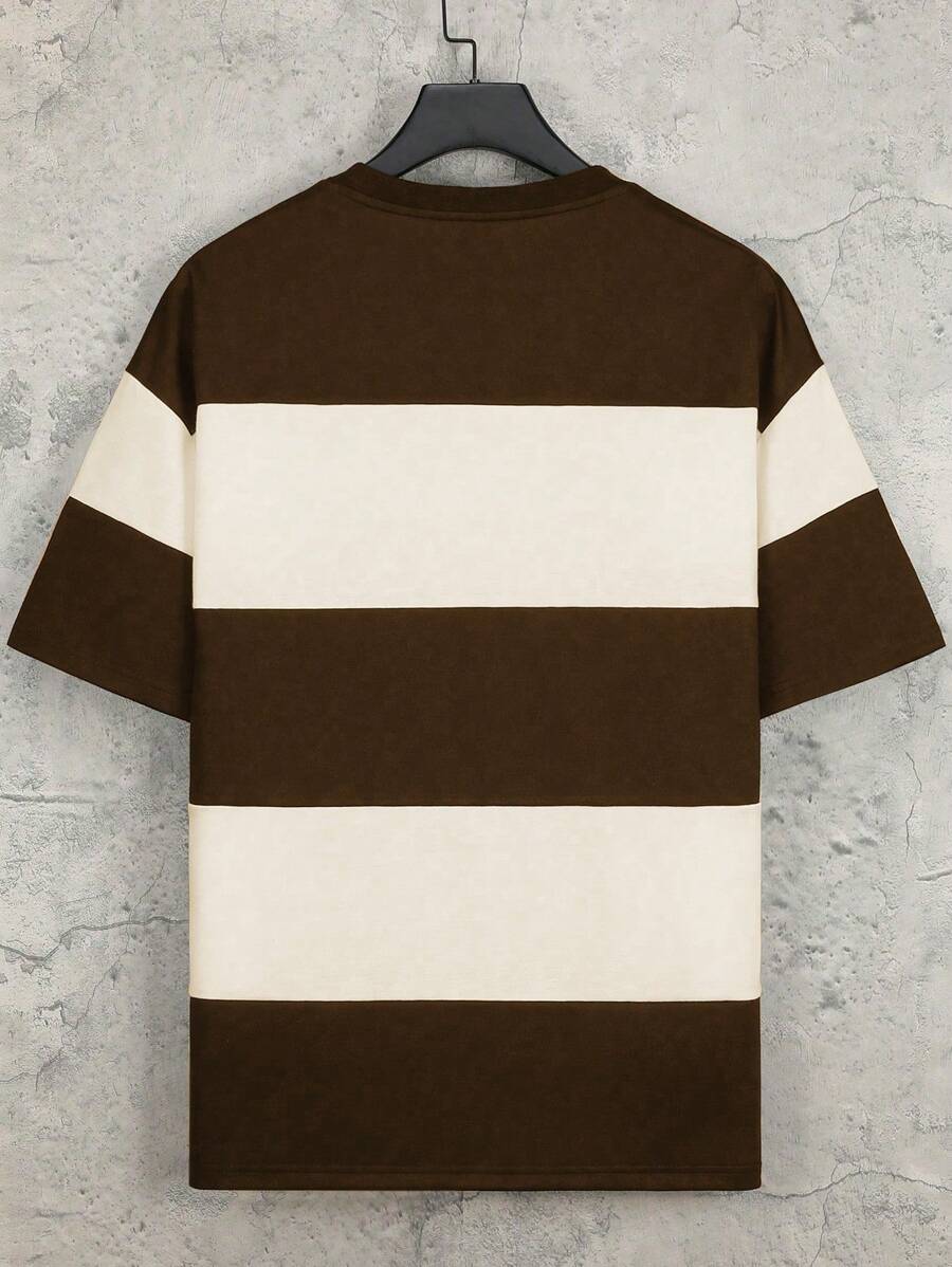 Chemise rayée à manches courtes et col rond - Décontractée pour un usage quotidien