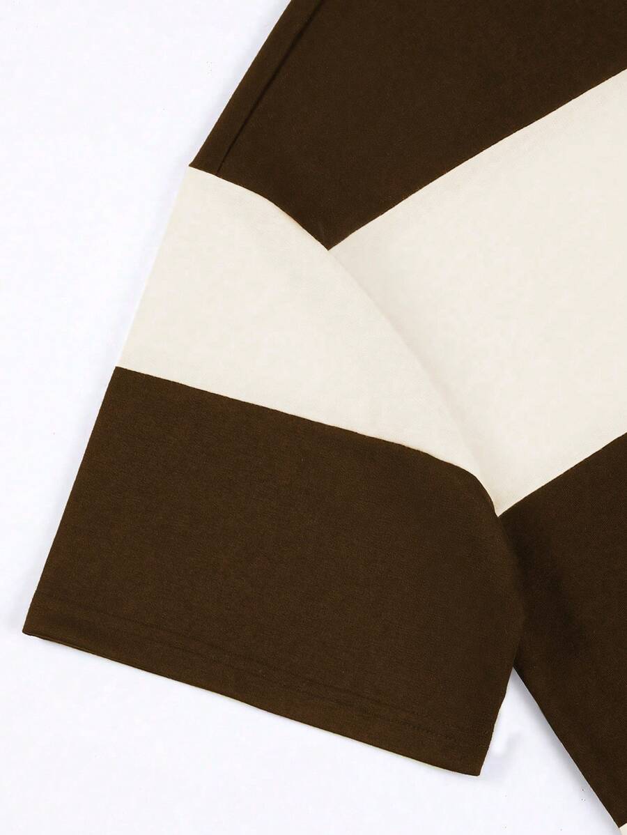 Chemise rayée à manches courtes et col rond - Décontractée pour un usage quotidien