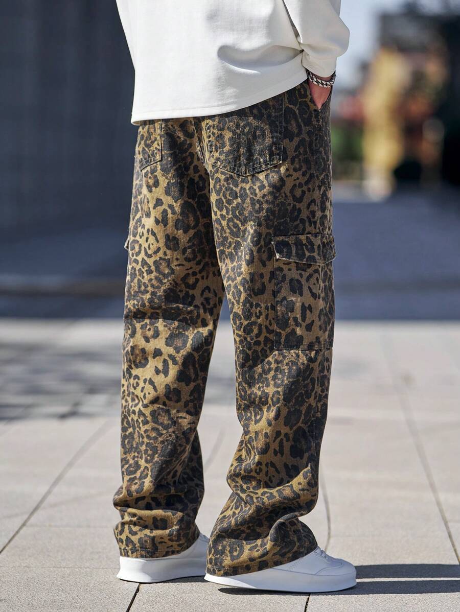 Pantalon cargo ample camouflage pour homme – Pantalon utilitaire à jambe large
