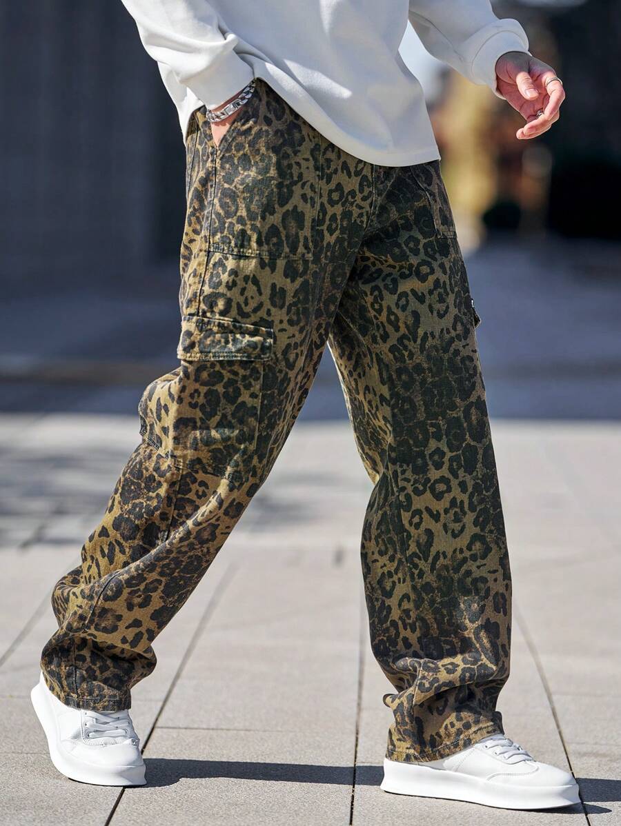 Pantalon cargo ample camouflage pour homme – Pantalon utilitaire à jambe large