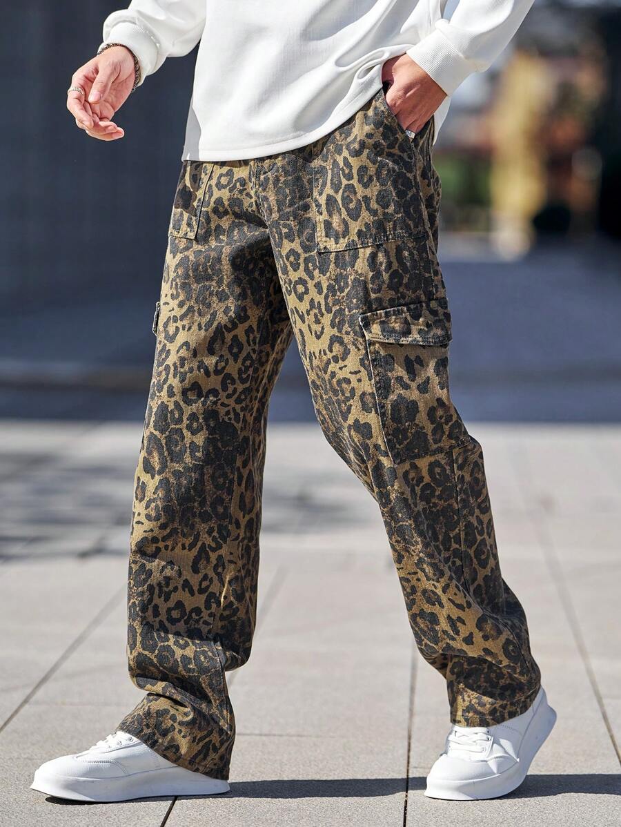 Pantalon cargo ample camouflage pour homme – Pantalon utilitaire à jambe large