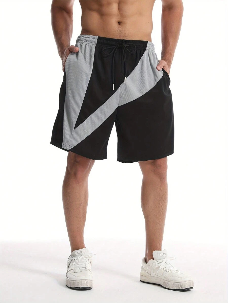 Shorts de sport à empiècements en mesh, légers et respirants pour hommes