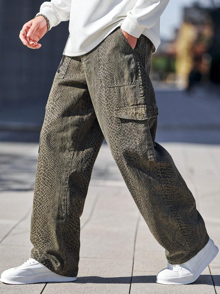 Pantalon cargo ample camouflage pour homme – Pantalon utilitaire à jambe large