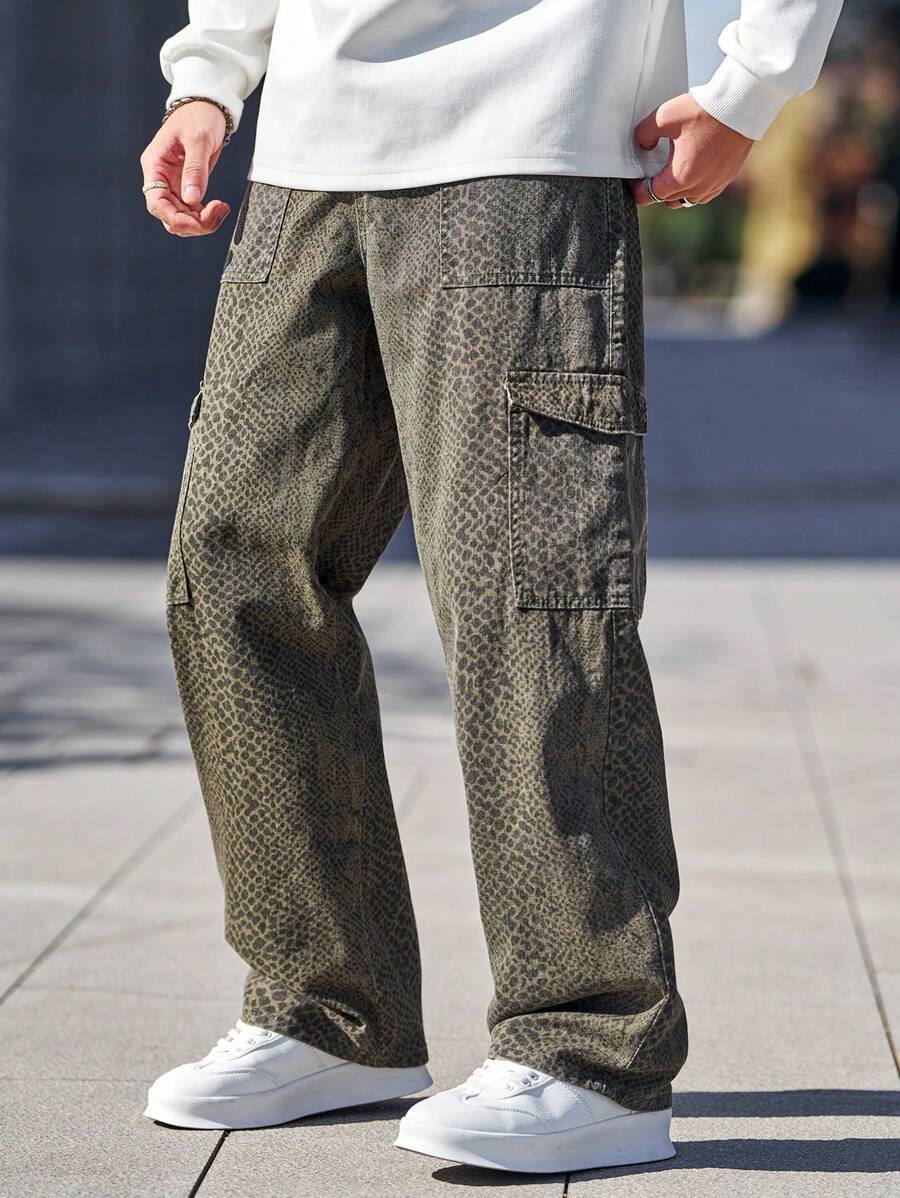 Pantalon cargo ample camouflage pour homme – Pantalon utilitaire à jambe large
