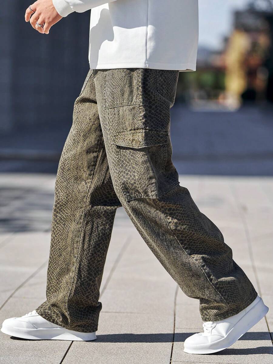 Pantalon cargo ample camouflage pour homme – Pantalon utilitaire à jambe large