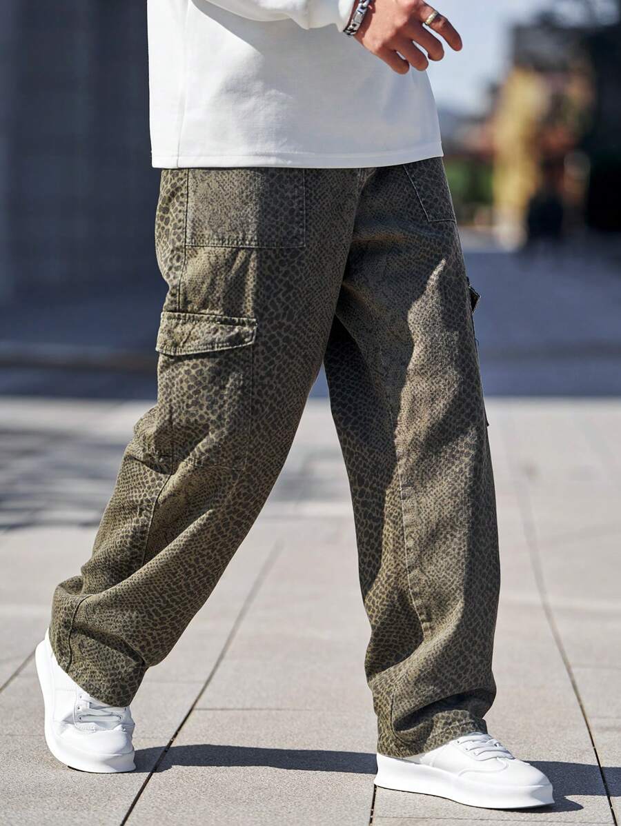 Pantalon cargo ample camouflage pour homme – Pantalon utilitaire à jambe large
