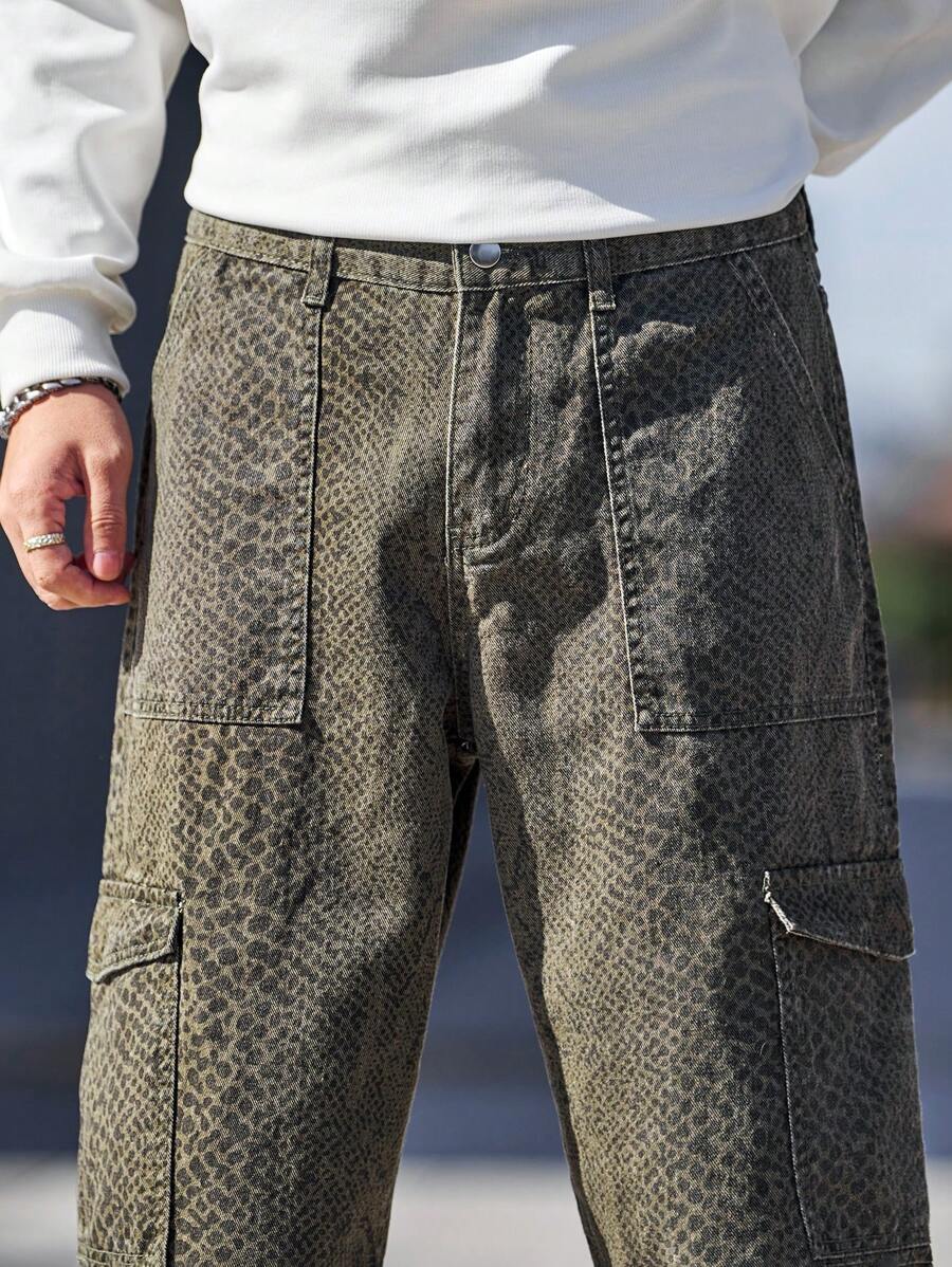 Pantalon cargo ample camouflage pour homme – Pantalon utilitaire à jambe large