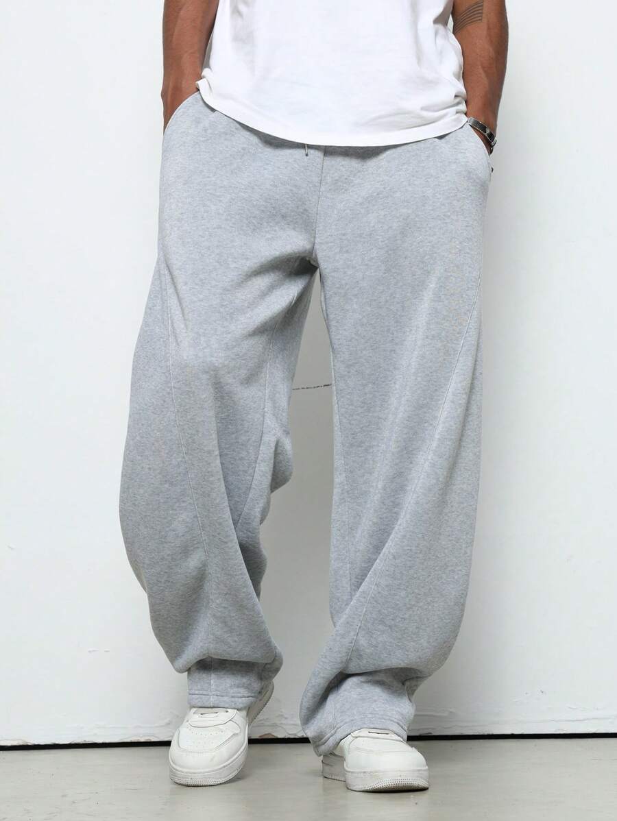 Pantalon droit athlétique ultra-ample à la mode avec cordon de serrage pour homme
