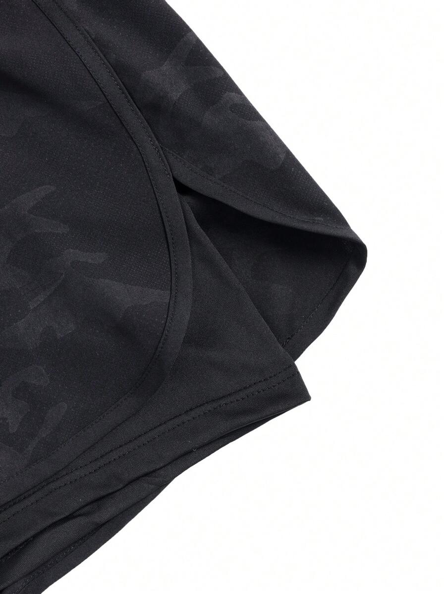 Shorts de sport à taille élastique imprimé lettre et cordon stylé