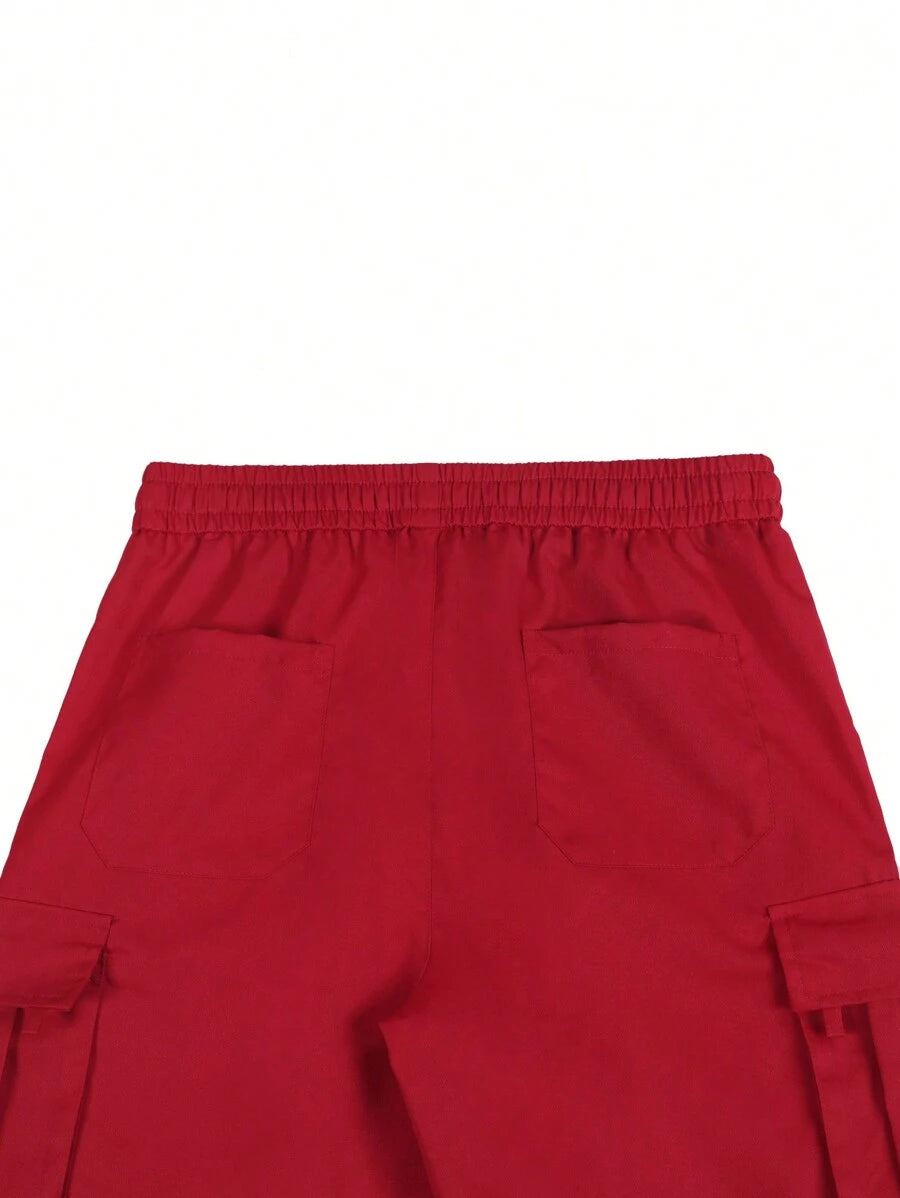 Shorts cargo pour hommes avec taille à cordon de serrage et poches latérales