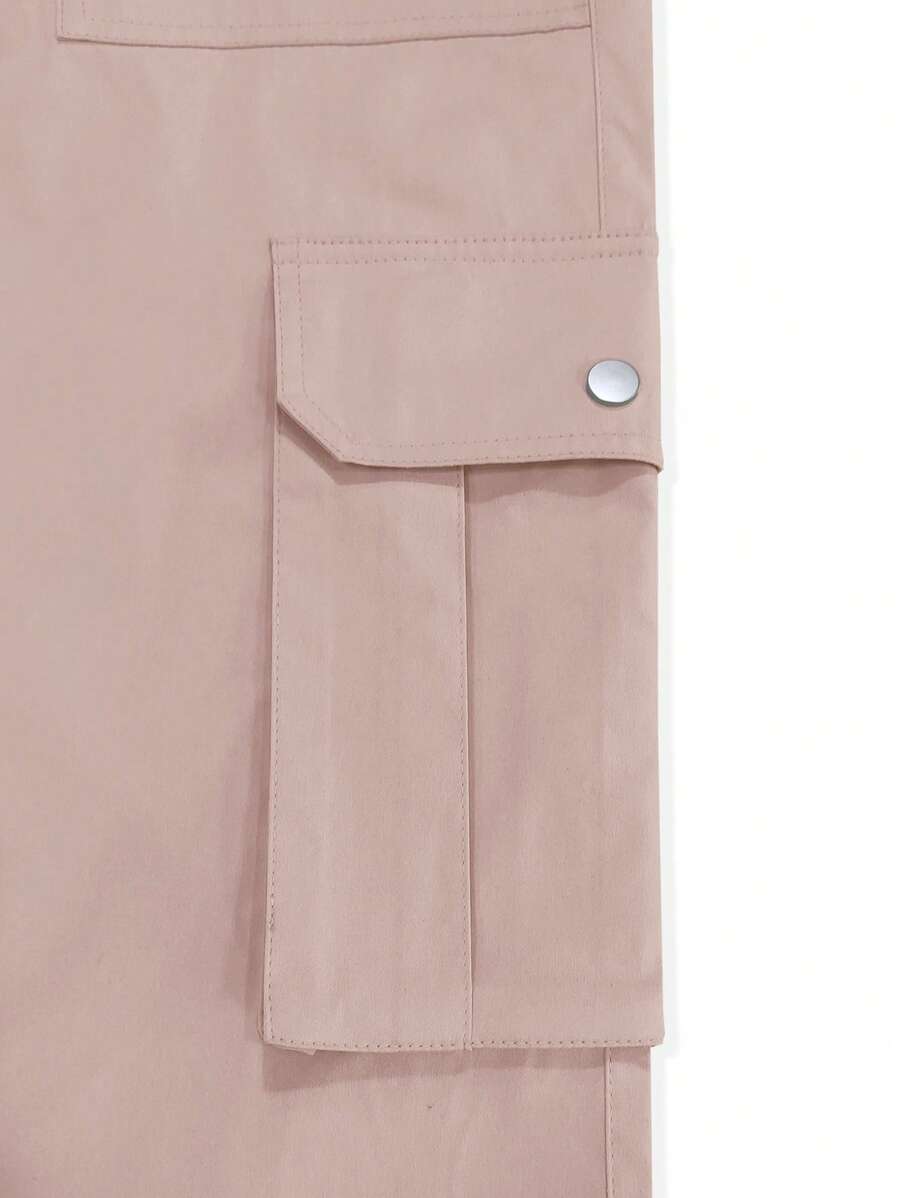Pantalon cargo décontracté coupe ample avec rabat et poches utilitaires latérales