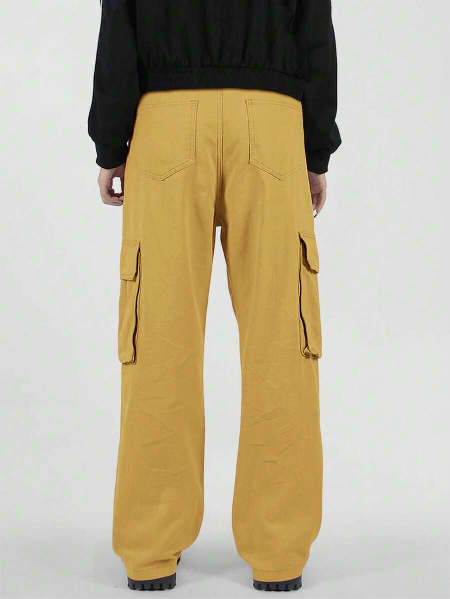 Pantalon cargo décontracté coupe ample avec rabat et poches utilitaires latérales